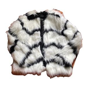 Black and white faux fur coat